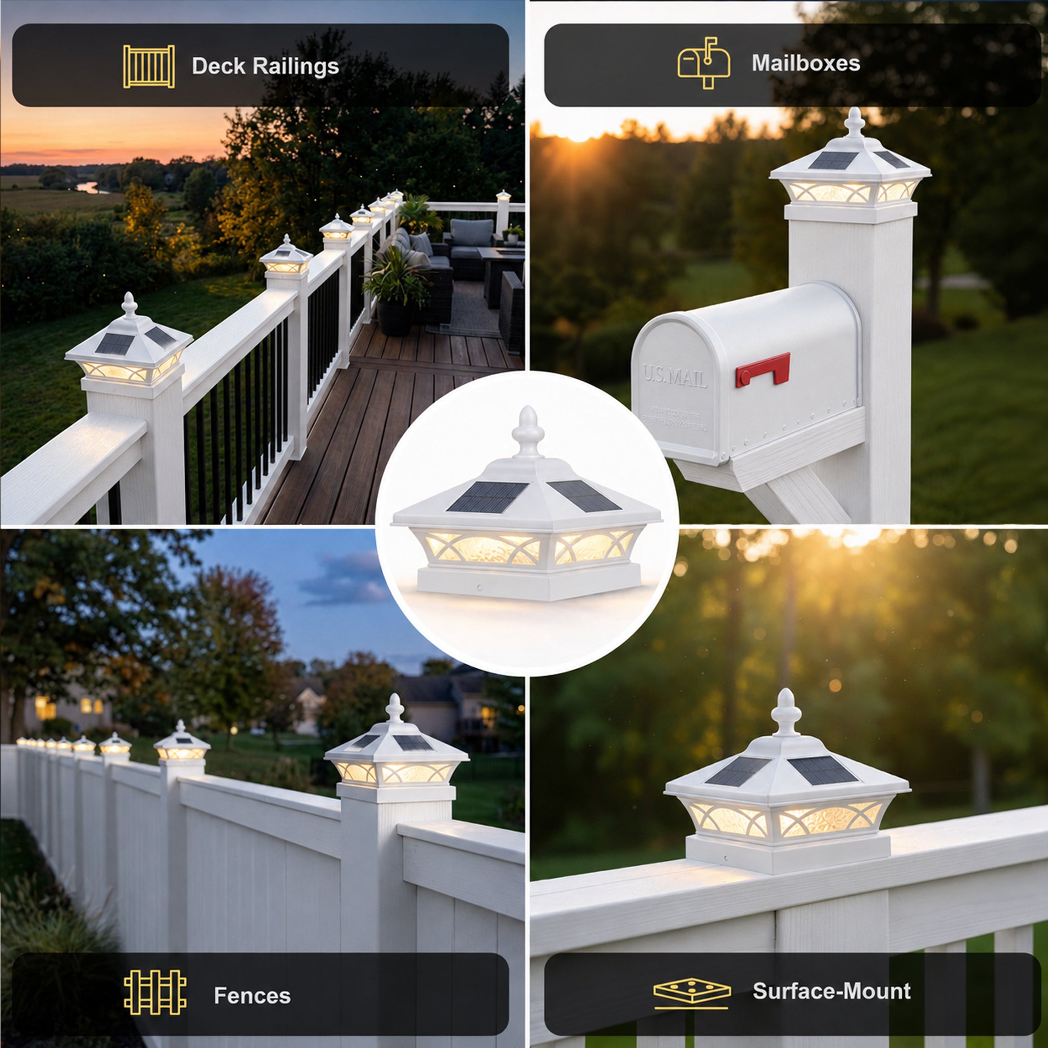 4x4 Coventry Solar Post Cap - White