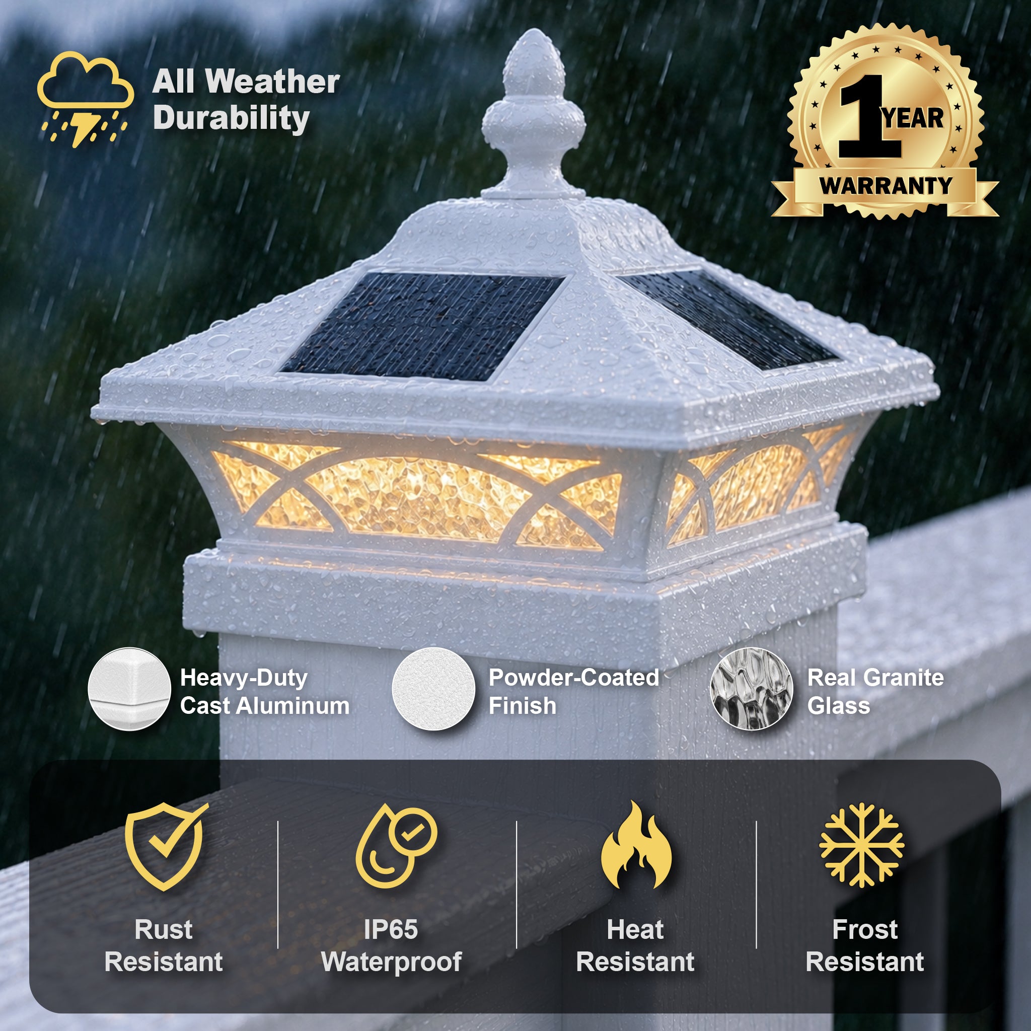 4x4 Coventry Solar Post Cap - White