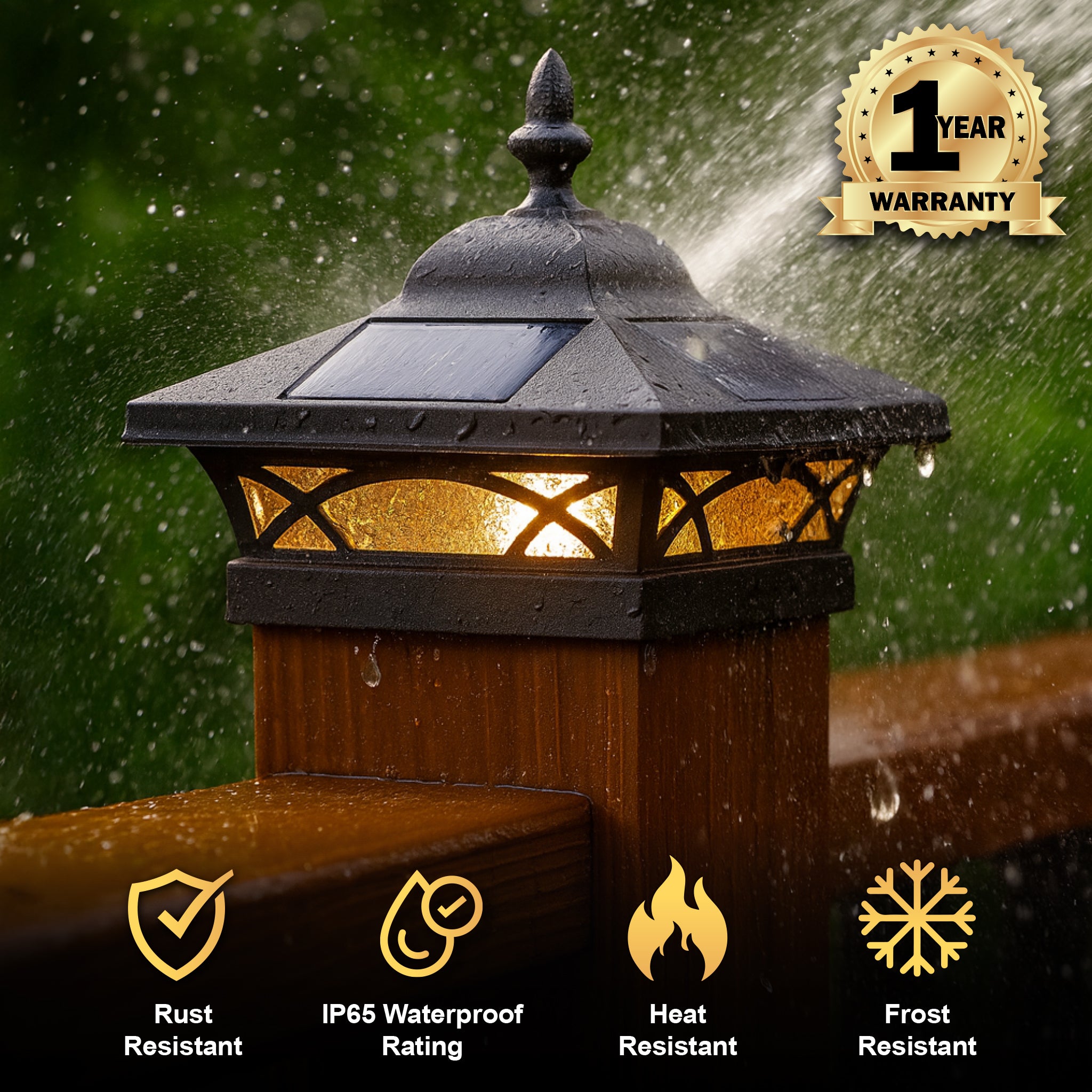 Coventry Solar Post Cap + 7.5"x7.5" (8x8 Nominal) Adapter - Black