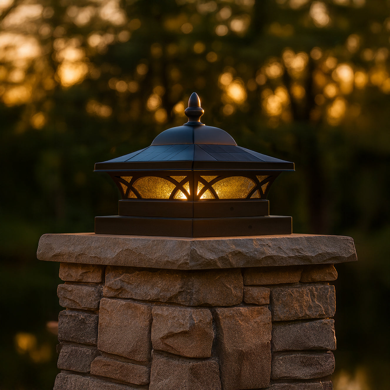 Coventry Solar Post Cap + 7.5"x7.5" (8x8 Nominal) Adapter - Black