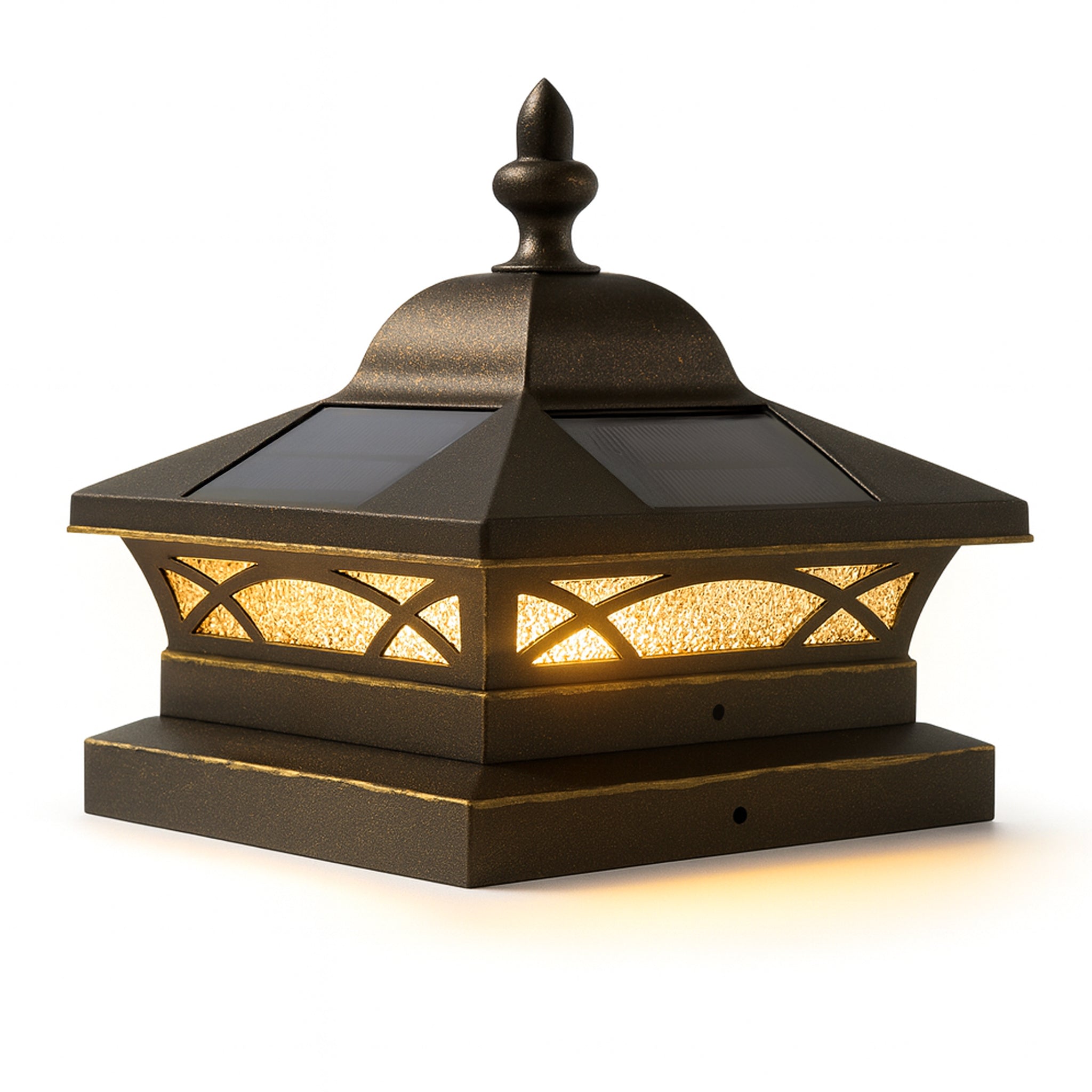 Coventry Solar Post Cap + 7.5"x7.5" (8x8 Nominal) Adapter - Antique Bronze