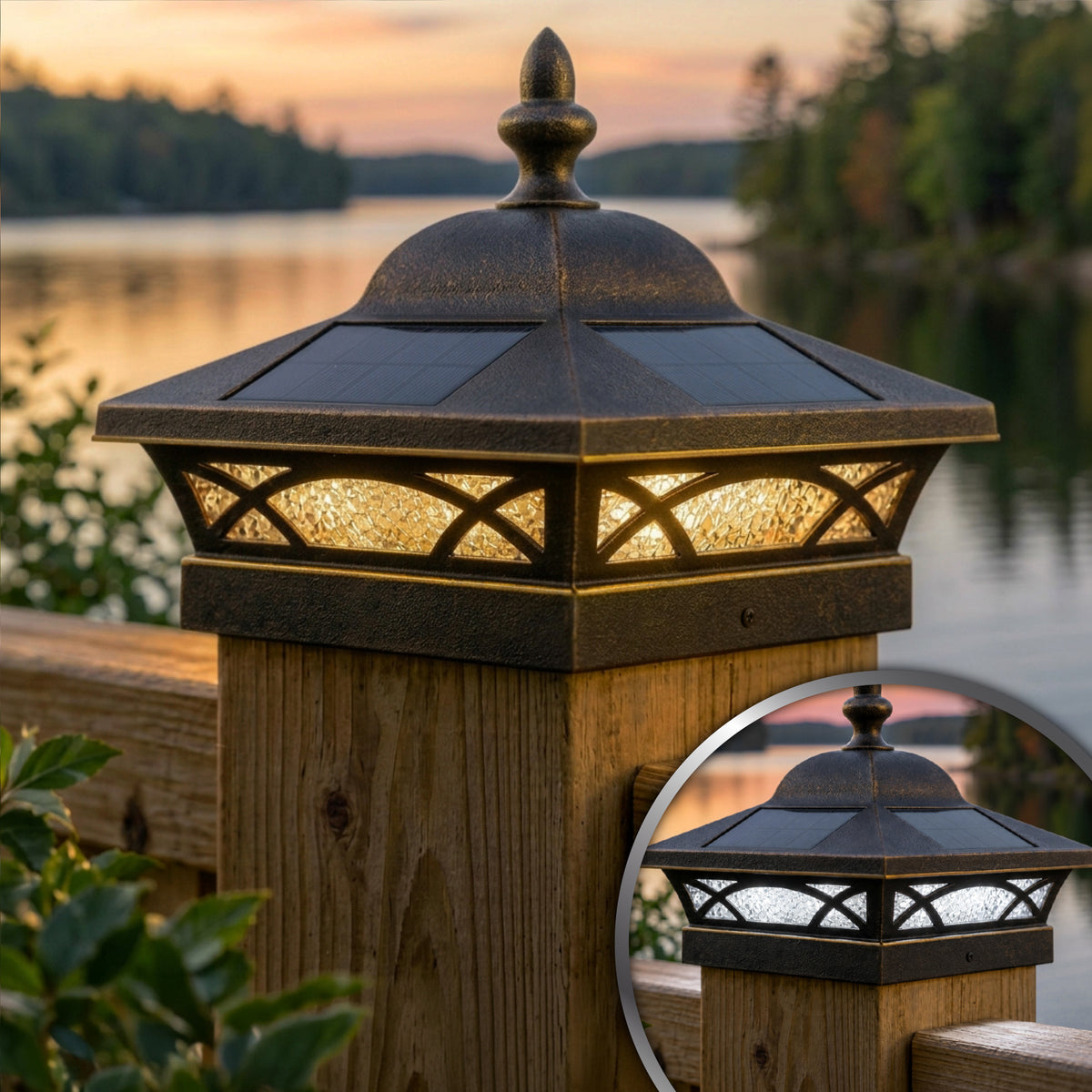 6x6 Coventry Solar Post Cap - Antique Bronze