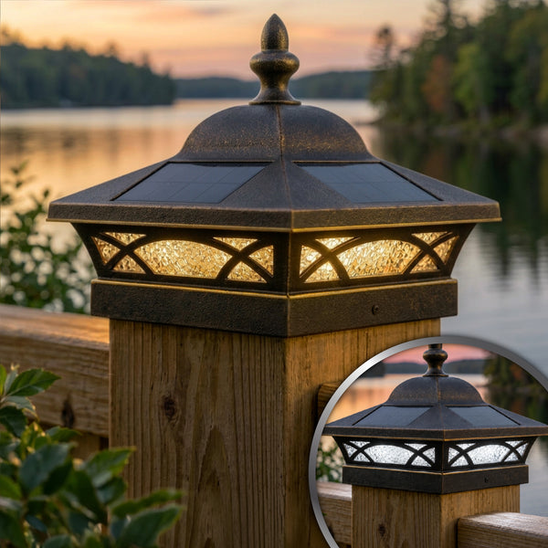 6x6 Coventry Solar Post Cap - Antique Bronze