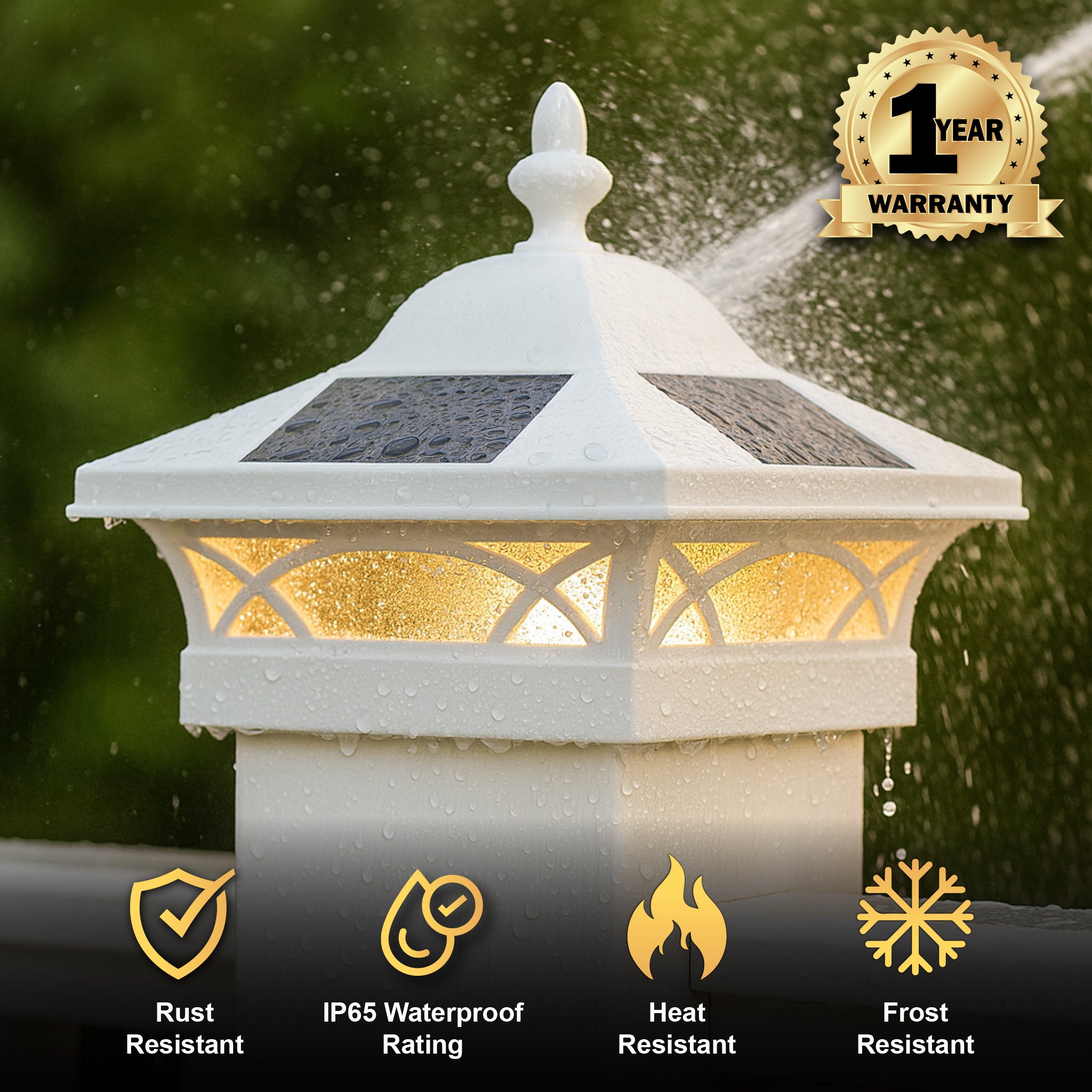 Coventry Solar Post Cap + 7.5"x7.5" (8x8 Nominal) Adapter - White