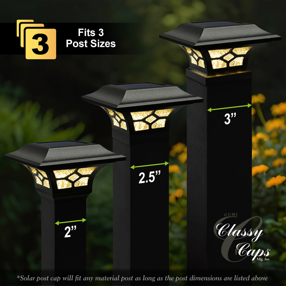 Classy Caps : solar outdoor lighting including solar post caps.
