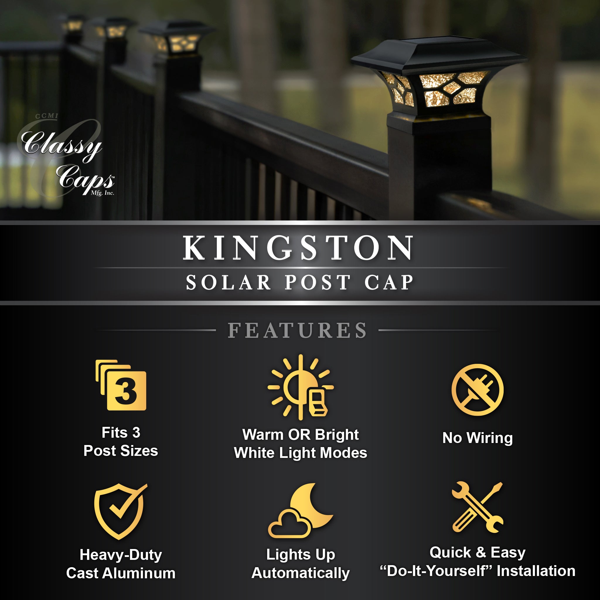 Kingston Solar Post Cap - Black