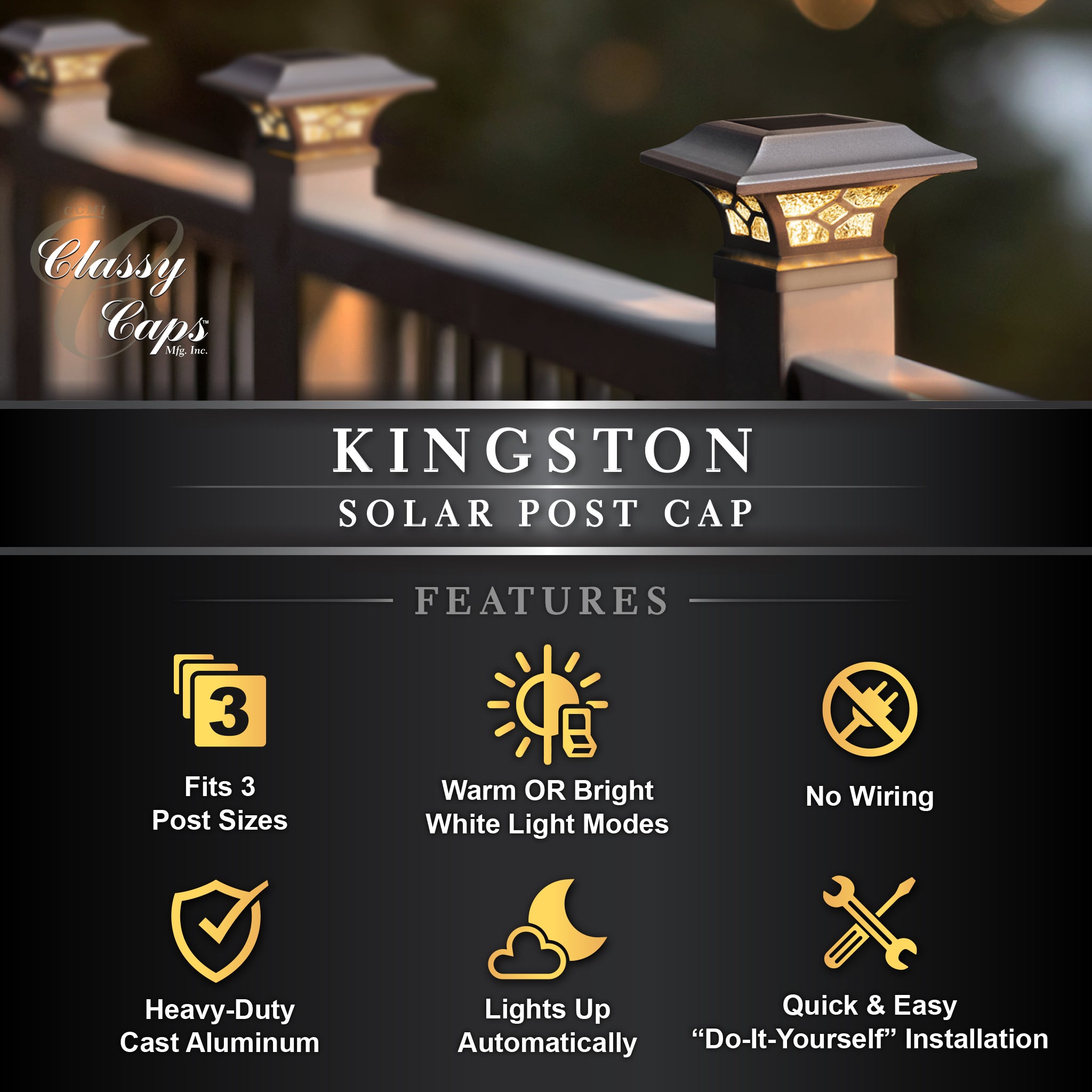 Kingston Solar Post Cap - White