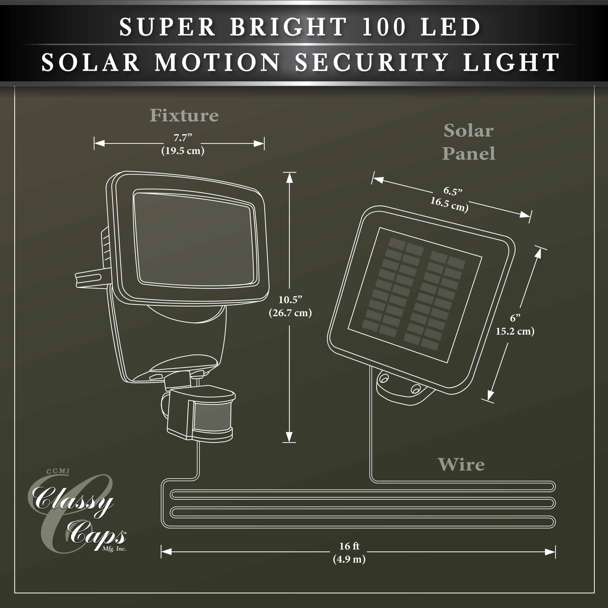 Lampe de sécurité à mouvement solaire à 100 DEL super brillante