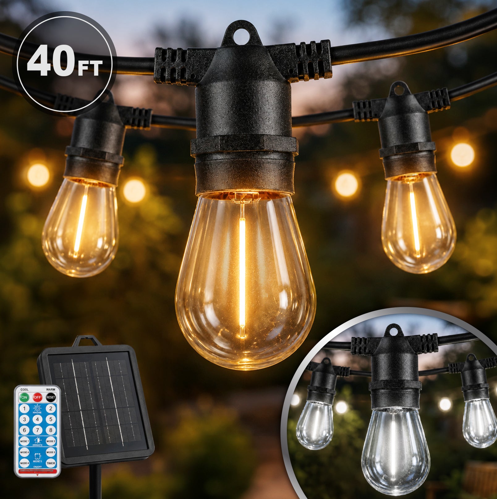 Premium Solar String Lights – 40 ft