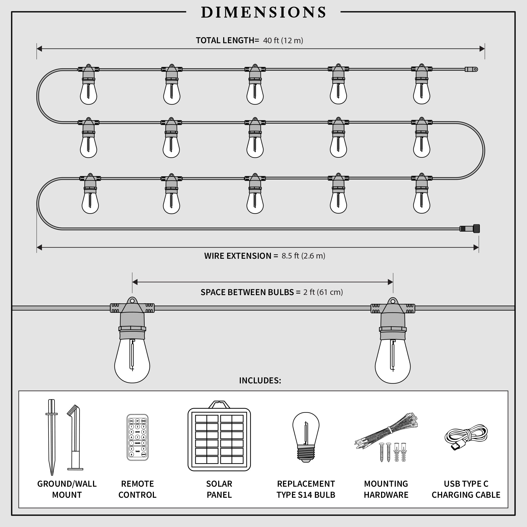 Premium Solar String Lights – 40 ft