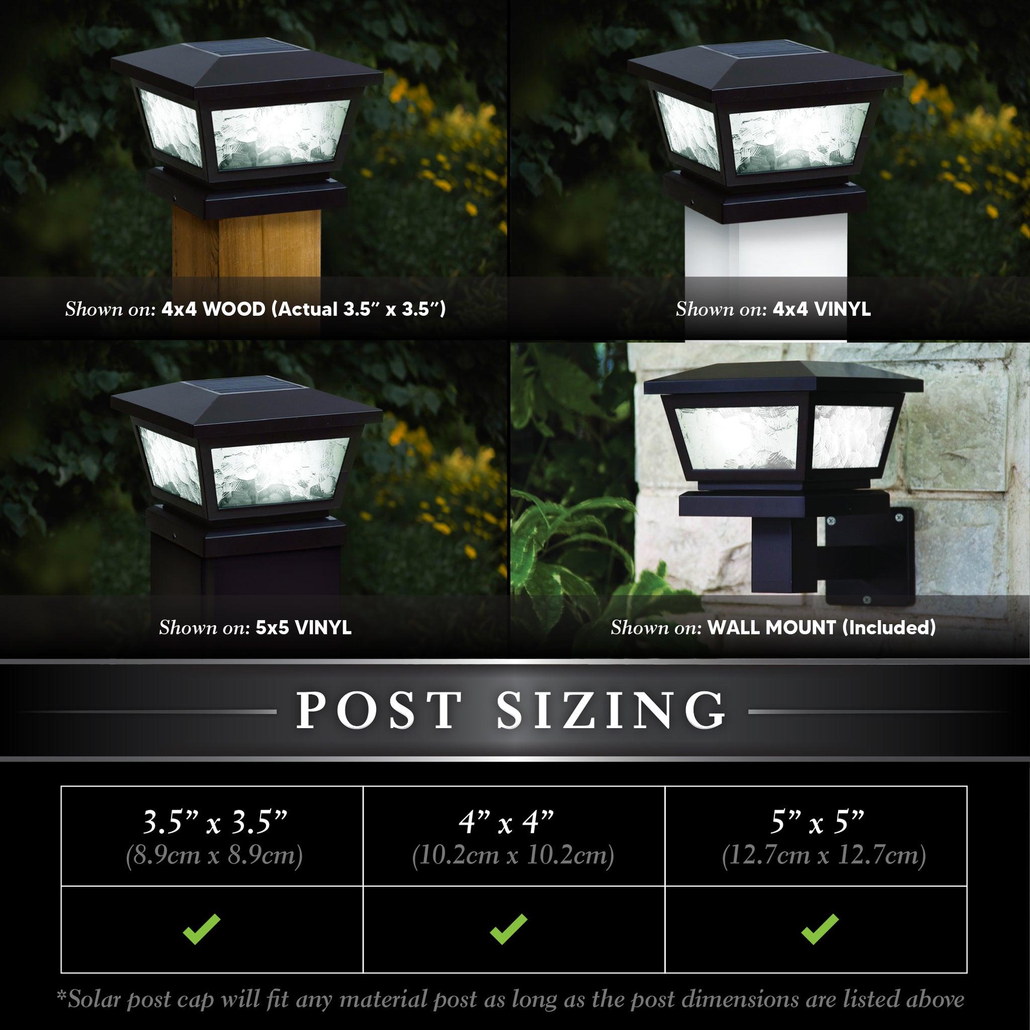 Fairmont Solar Post Cap/ Wall Mount - Black - Classy Caps Mfg. Inc.