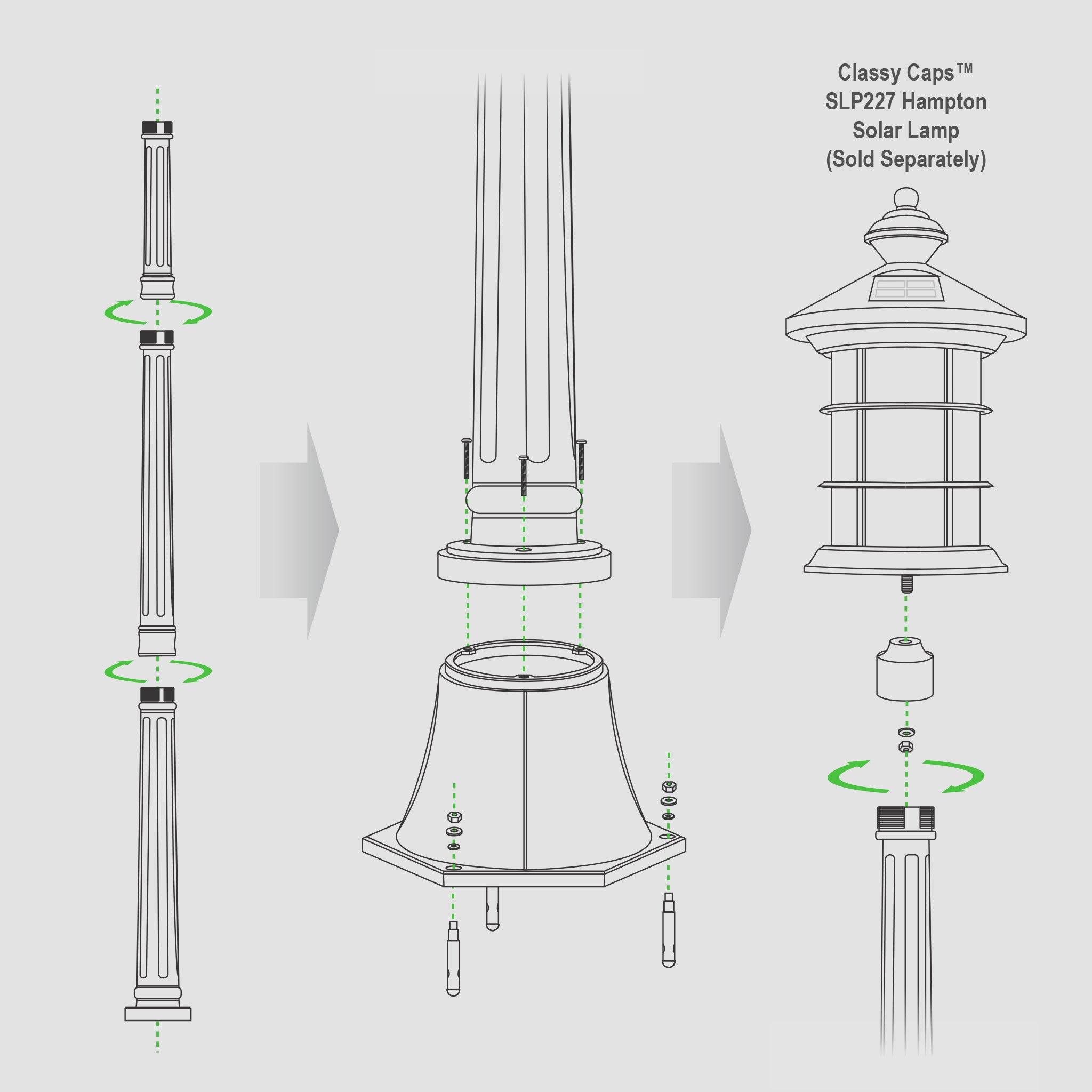 Black Aluminum Lamp Post Base - Classy Caps Mfg. Inc.