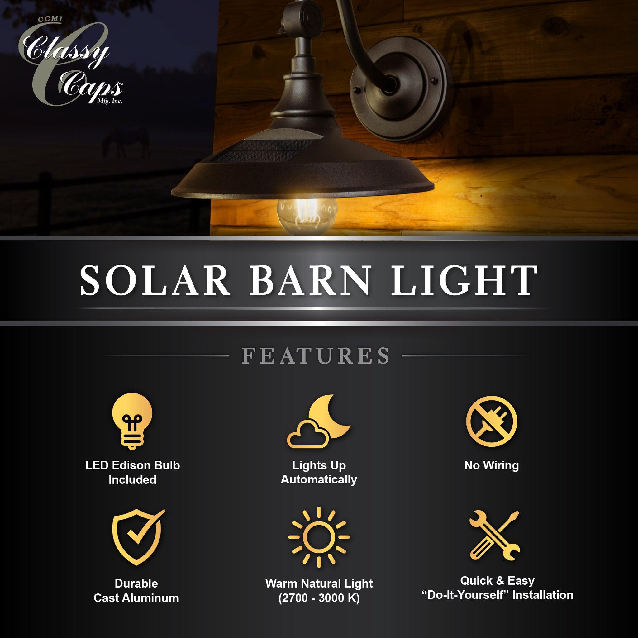 Solar Barn Light - Dark Bronze - Classy Caps Mfg. Inc.