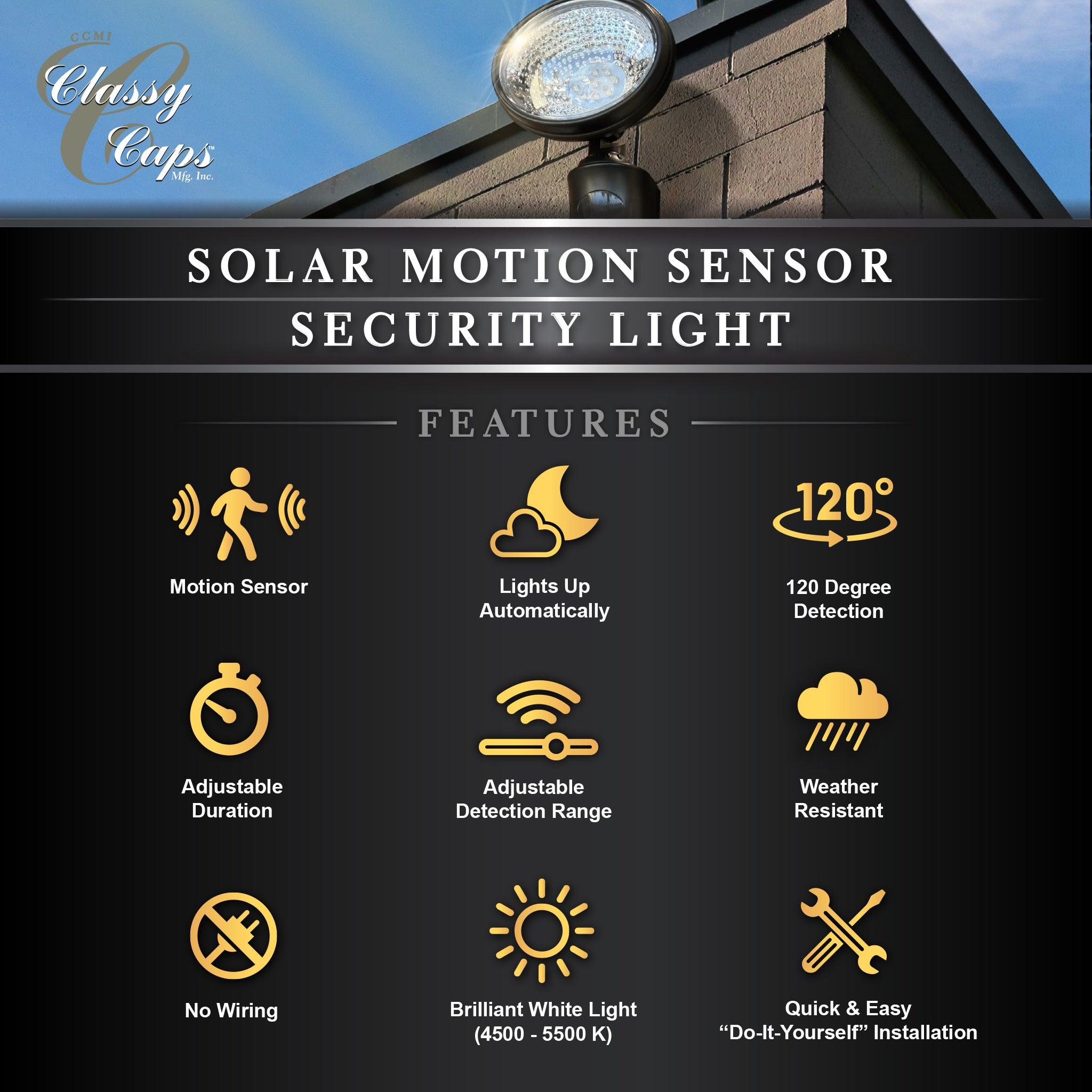 Solar Motion Sensor Security Light - Classy Caps Mfg. Inc.