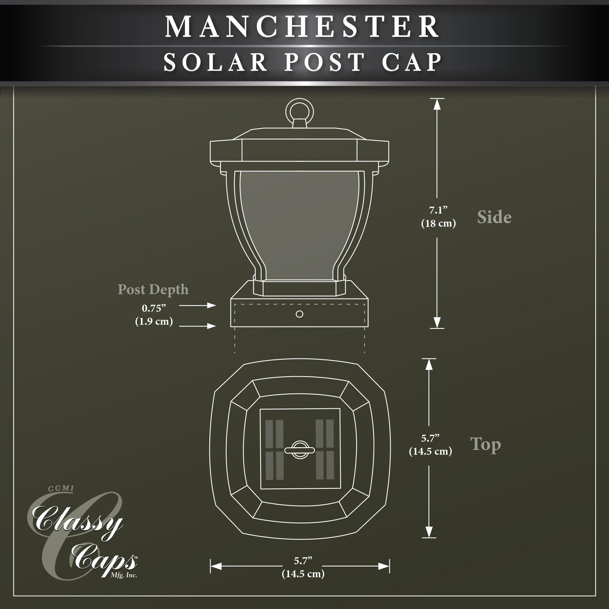 Manchester Solar Post Cap - Dark Bronze - Classy Caps Mfg. Inc.