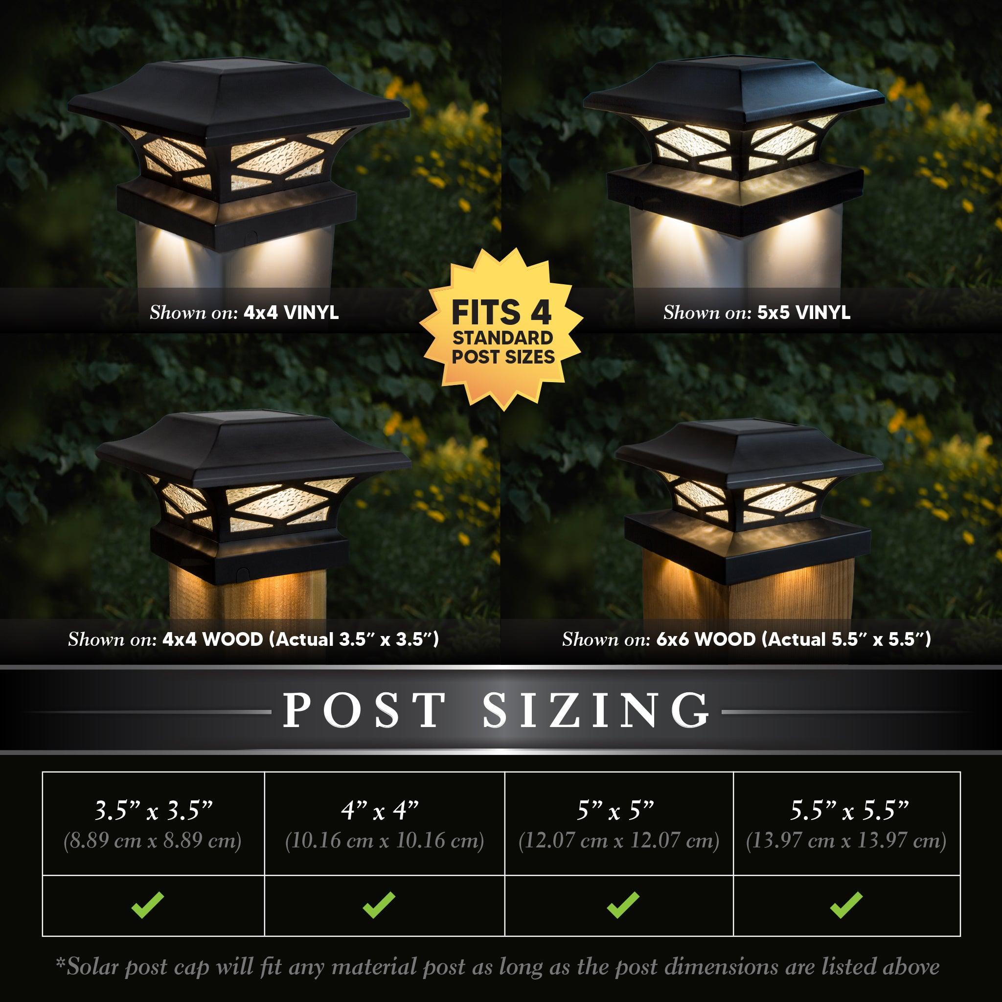 Kingsbridge Dual Lighted Solar Post Cap - Black - Classy Caps Mfg. Inc.