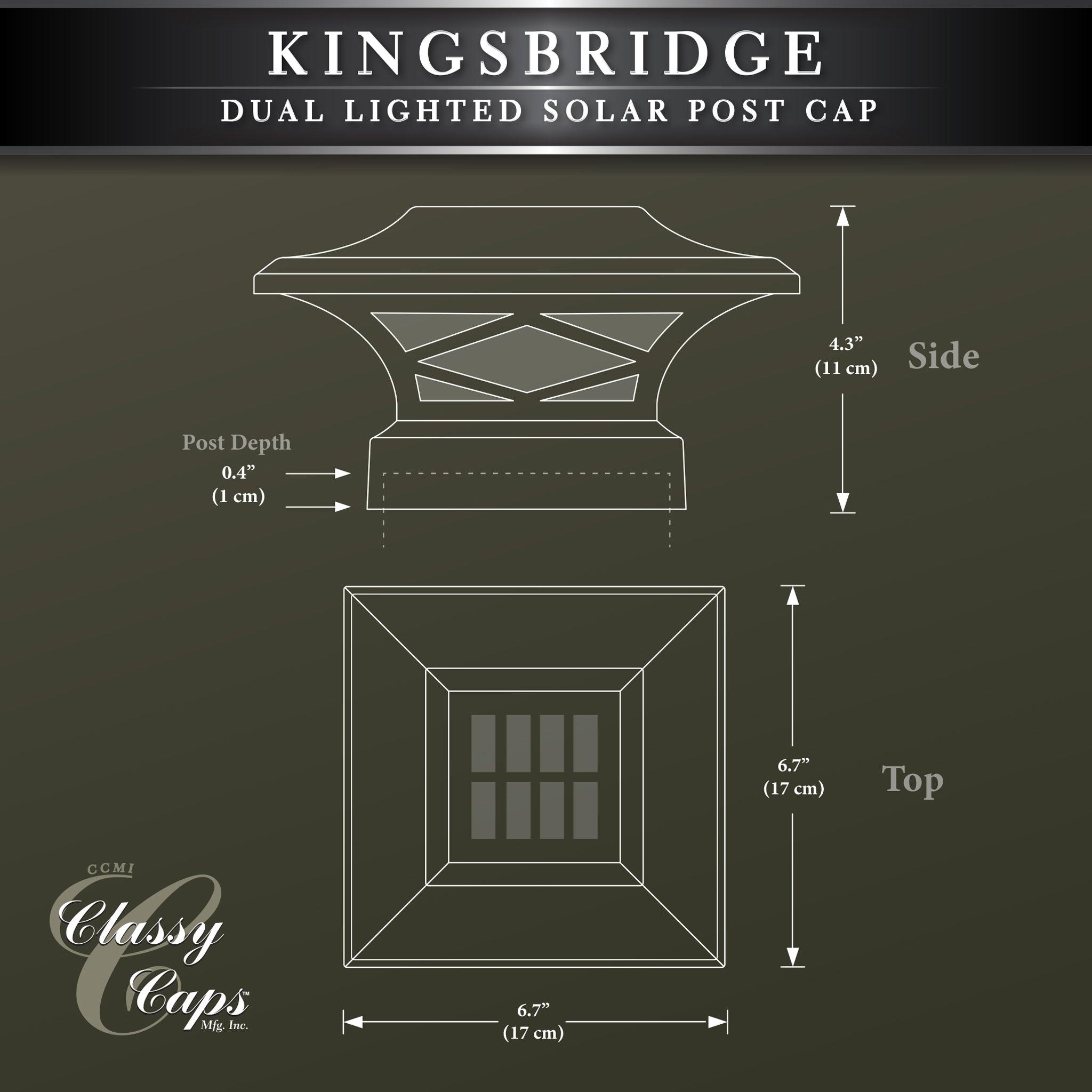 Kingsbridge Dual Lighted Solar Post Cap - Black
