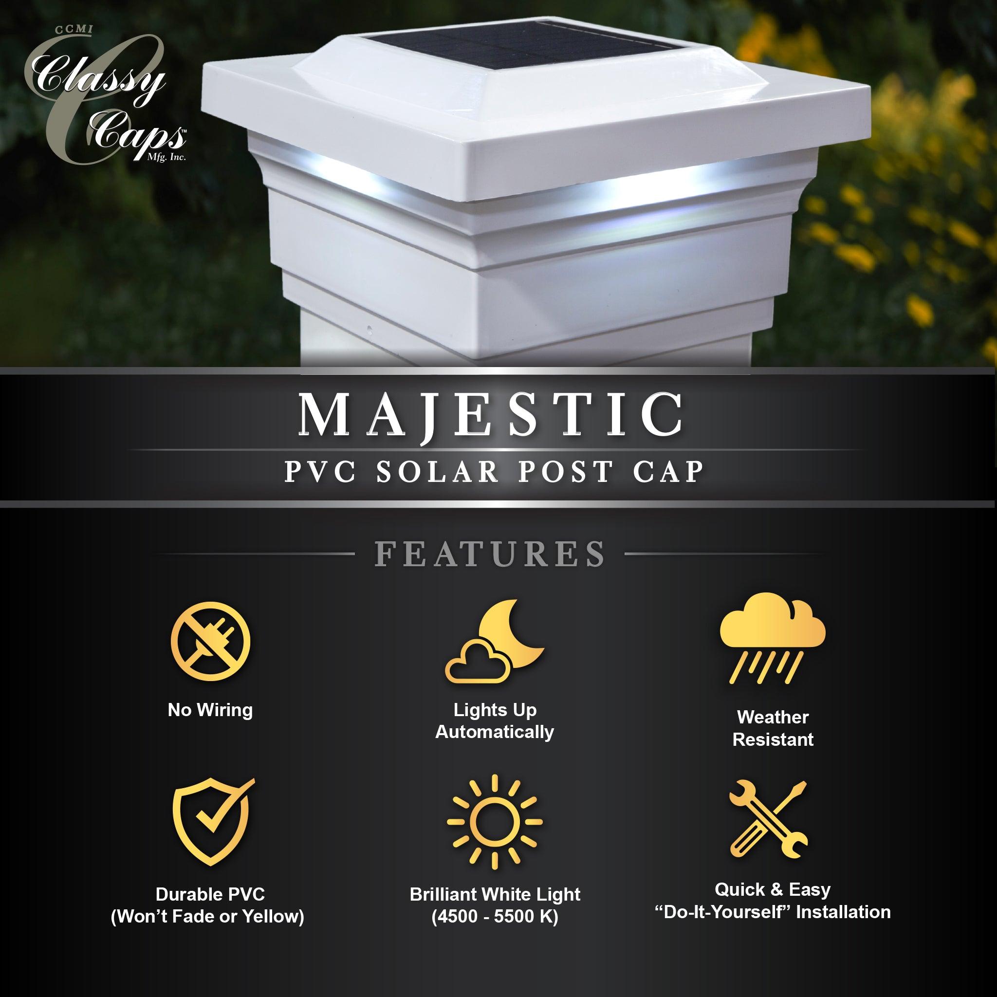 Majestic Solar Post Cap - White - Classy Caps Mfg. Inc.
