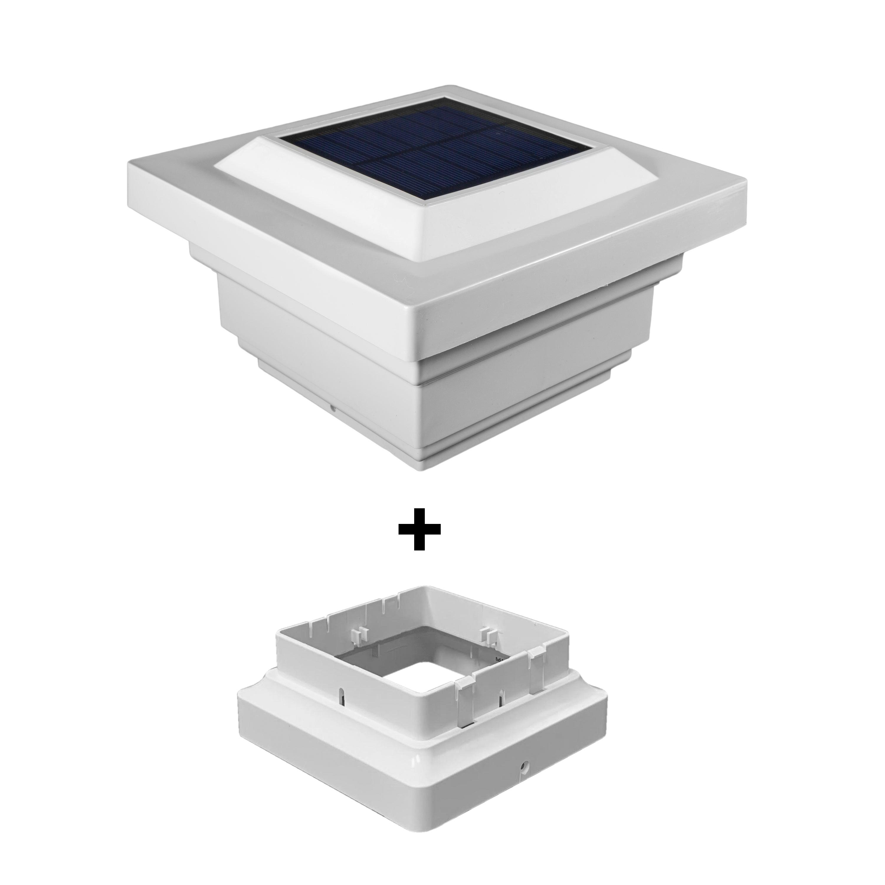 Regal Solar Post Cap - White With 5"x5" Adaptor - Classy Caps Mfg. Inc.