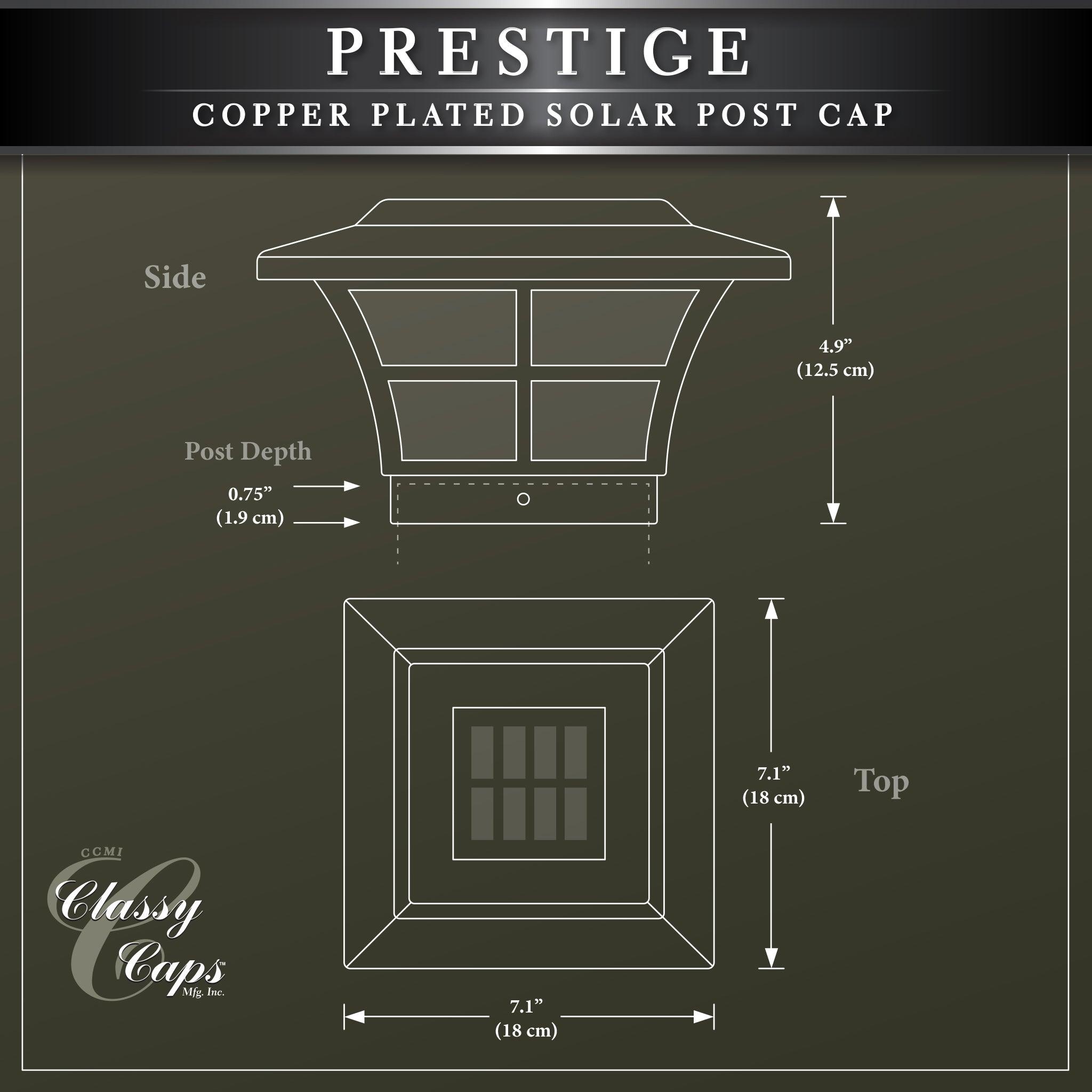 Prestige Solar Post Cap - Copper Electroplated SLO79C - Classy Caps Mfg. Inc.