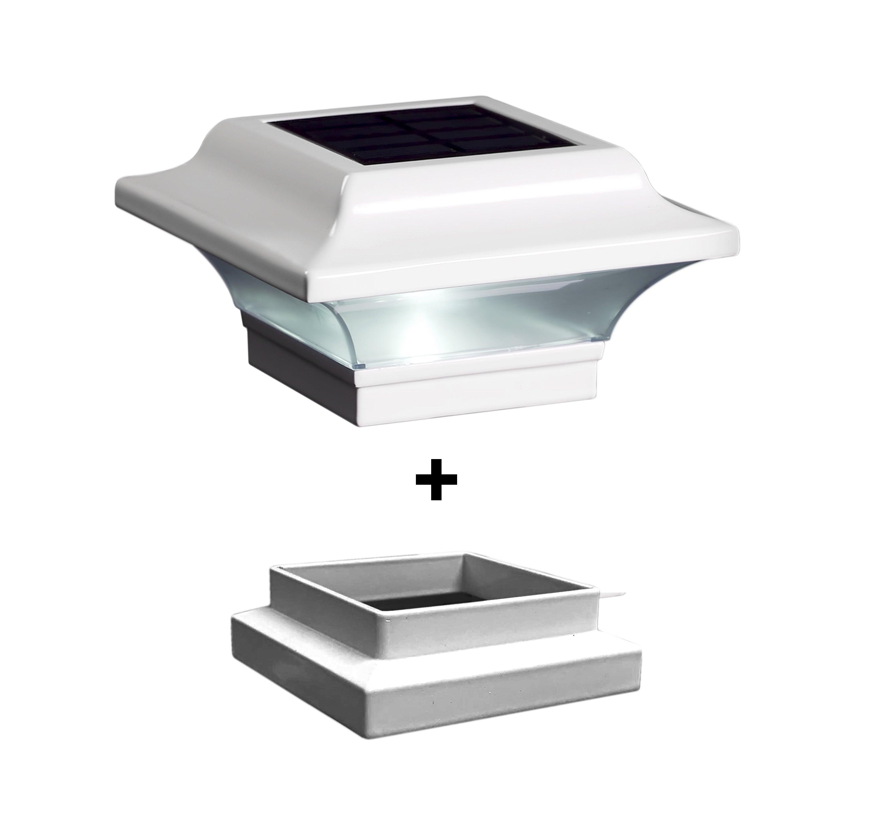 Imperial Solar Post Cap - White With 3"x3" Adaptor - Classy Caps Mfg. Inc.