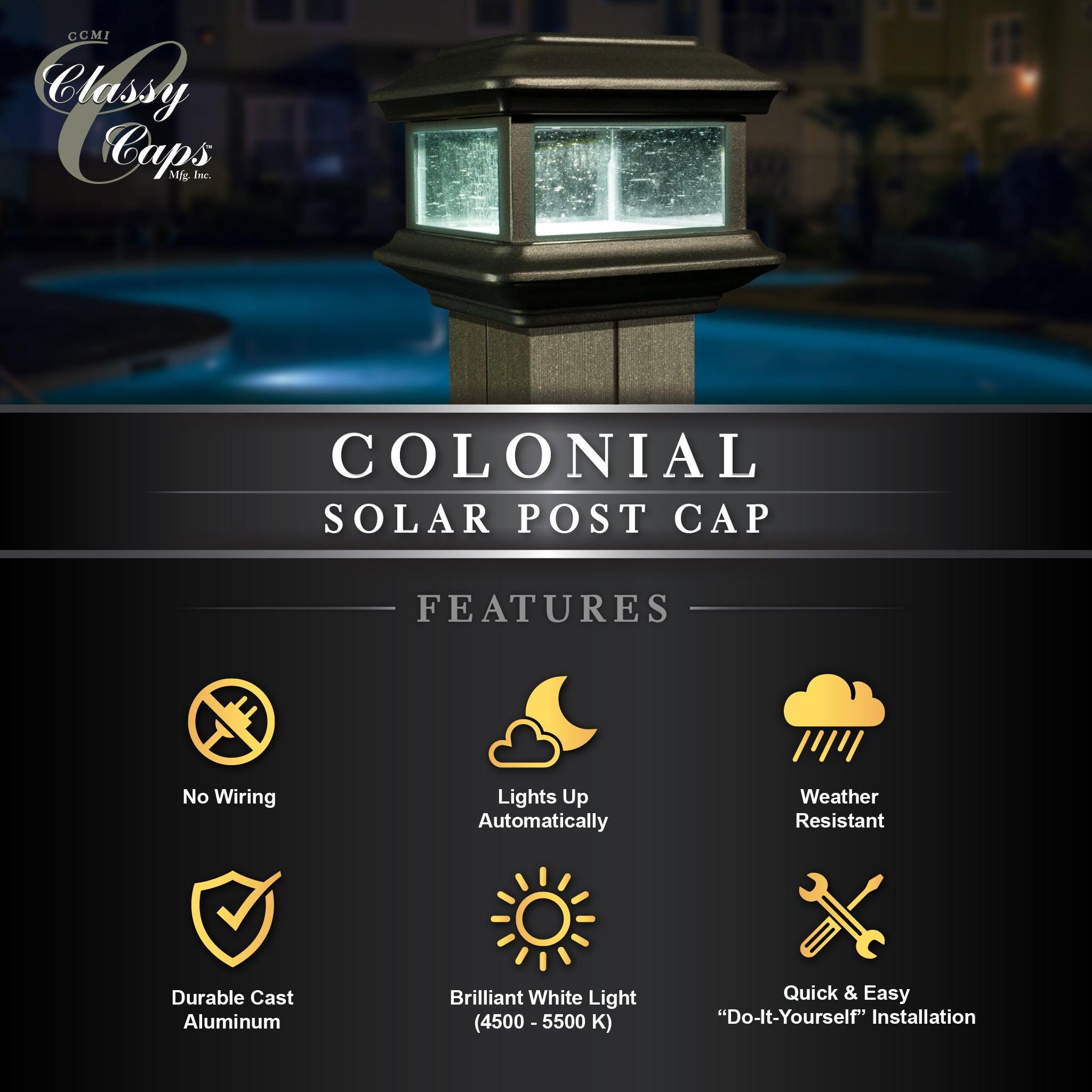 Colonial Solar Post Cap - Black - Classy Caps Mfg. Inc.