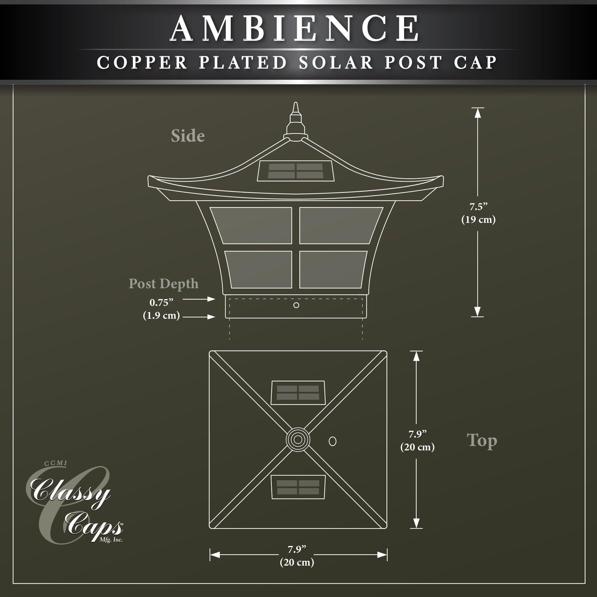 Ambience Solar Post Cap - Copper Electroplated - Classy Caps Mfg. Inc.