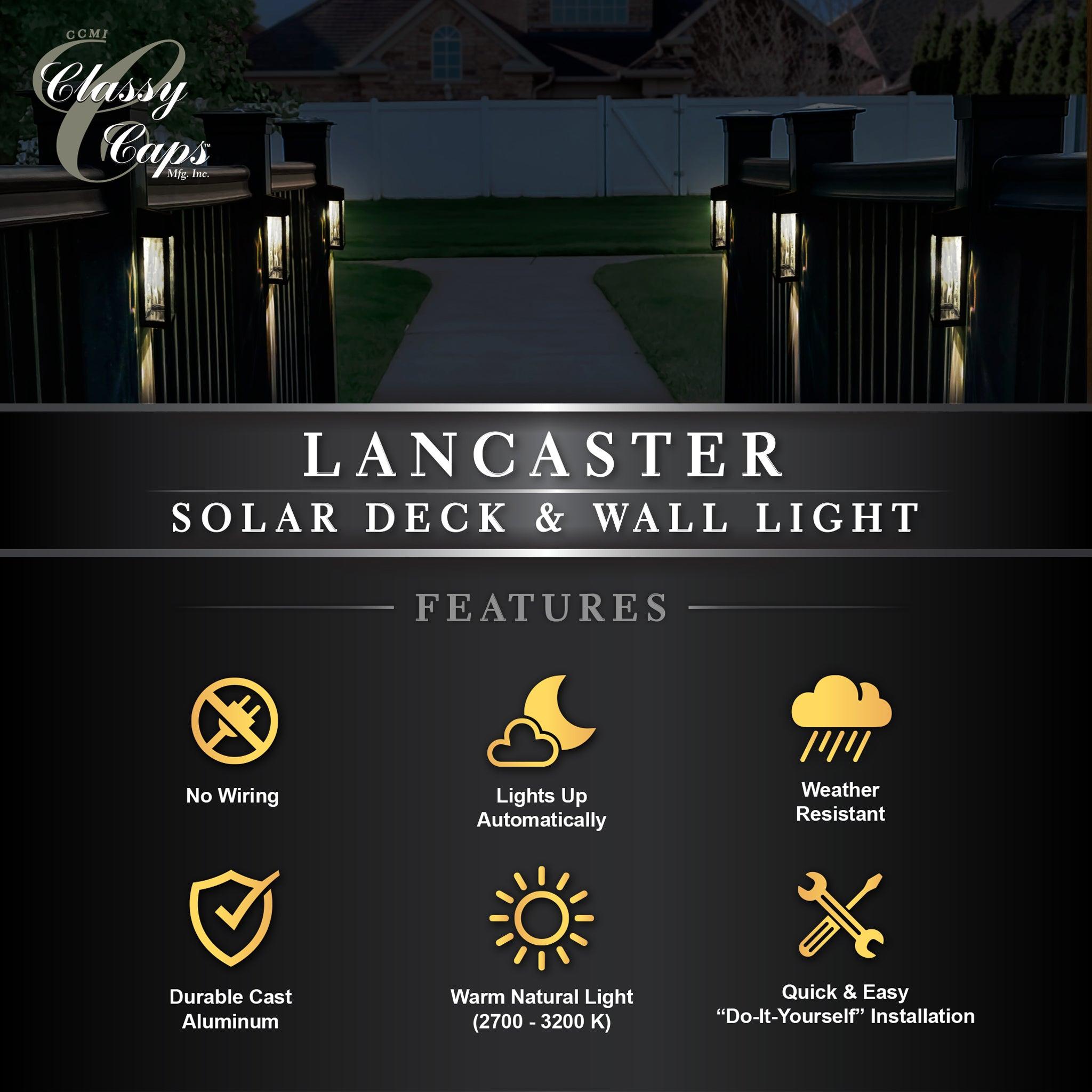 Black Aluminum Lancaster Deck & Wall Light (2 Pack) - Classy Caps Mfg. Inc.
