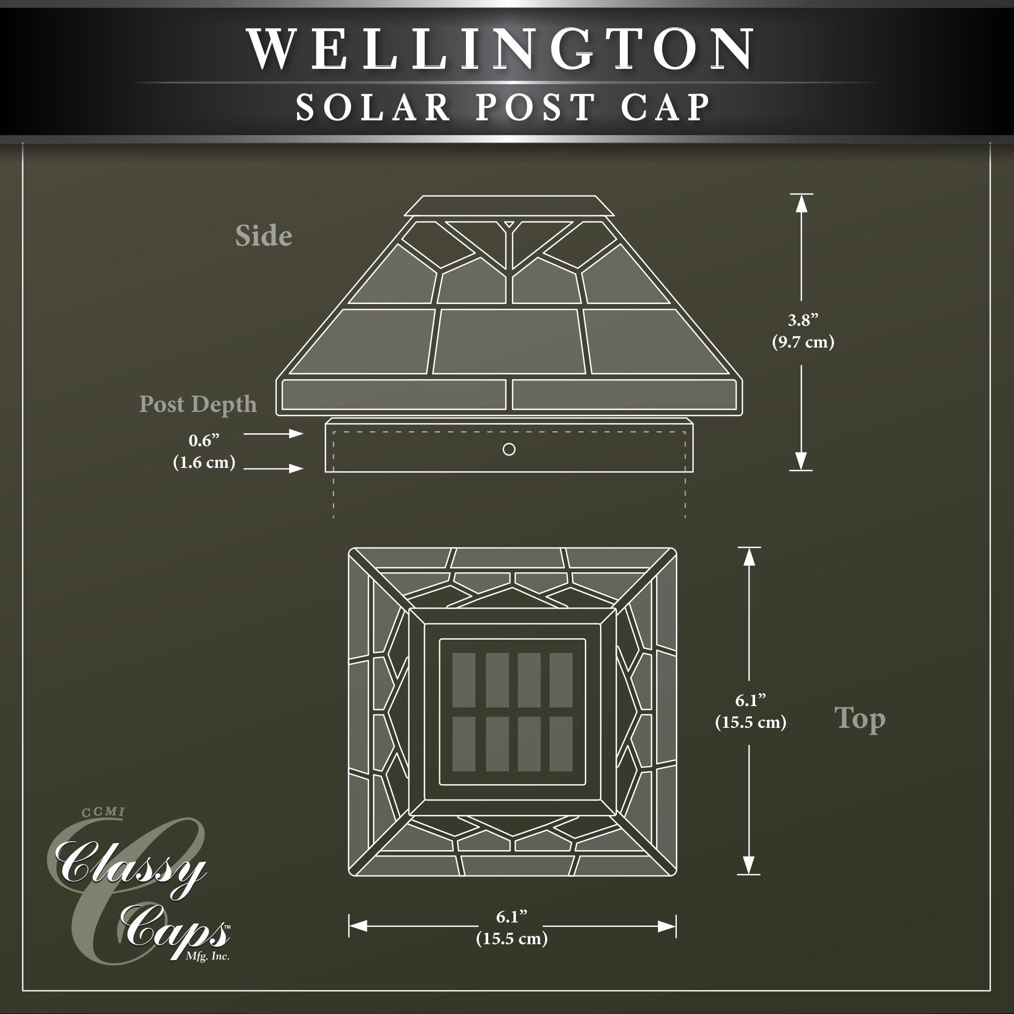 Wellington Solar Post Cap - Stained Glass - Classy Caps Mfg. Inc.